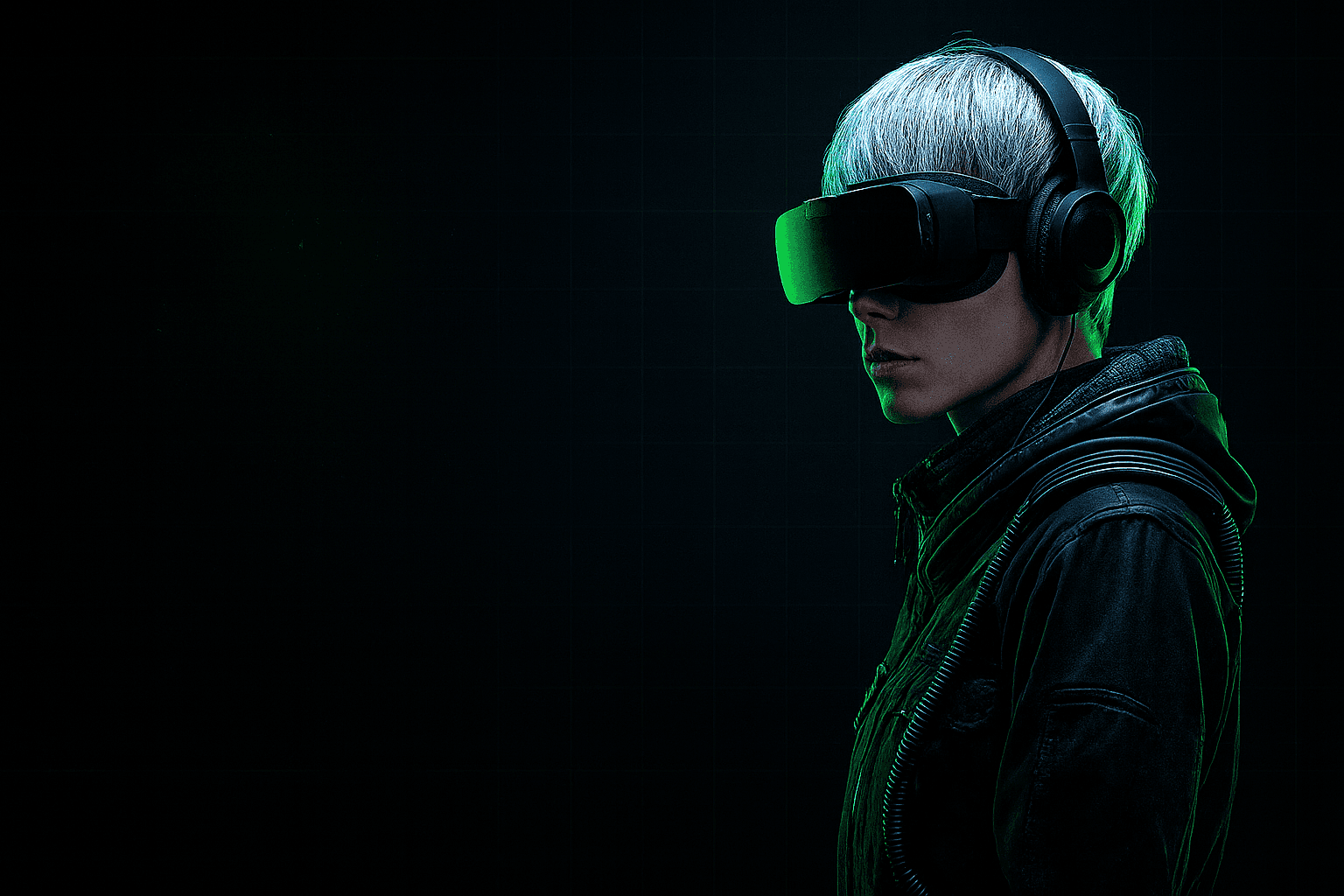 Person wearing a virtual reality headset